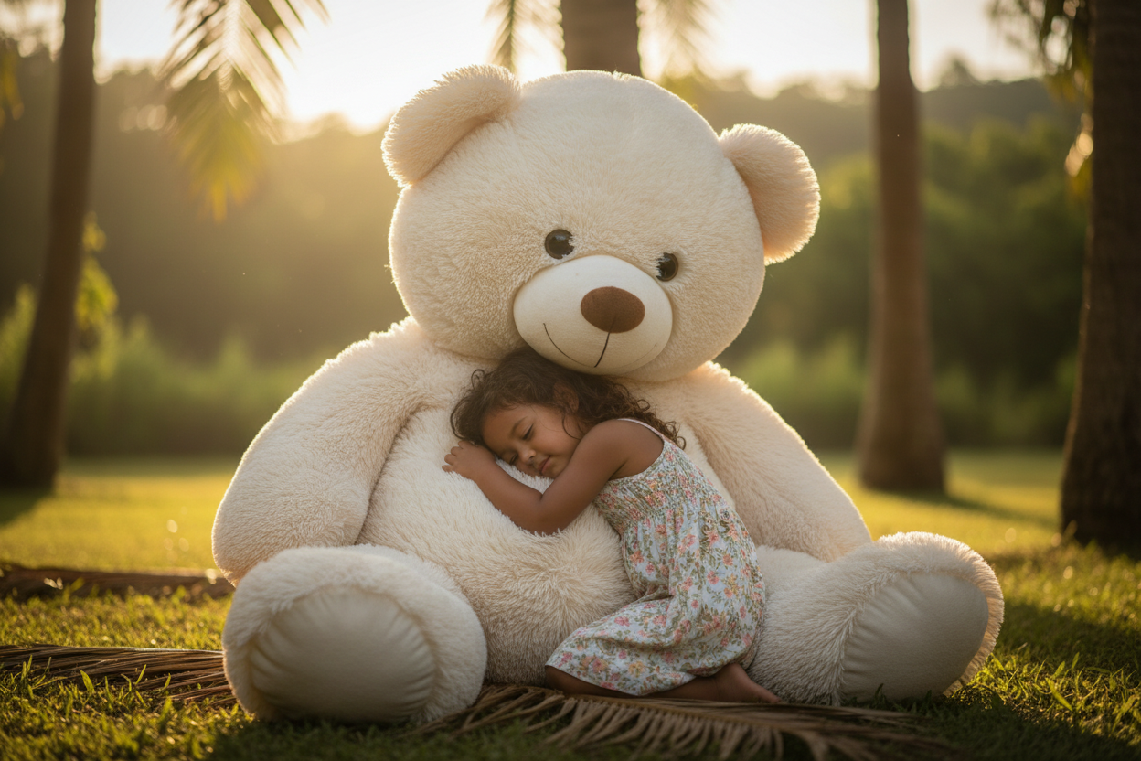 have girl more cuddled with bear